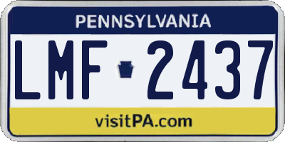 PA license plate LMF2437