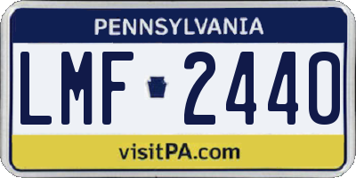 PA license plate LMF2440