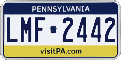 PA license plate LMF2442
