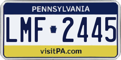 PA license plate LMF2445