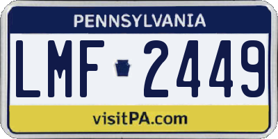 PA license plate LMF2449