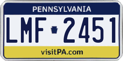 PA license plate LMF2451