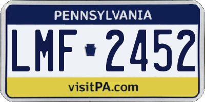 PA license plate LMF2452