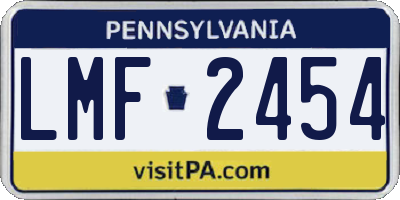 PA license plate LMF2454