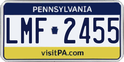 PA license plate LMF2455