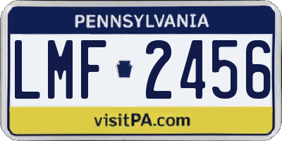 PA license plate LMF2456