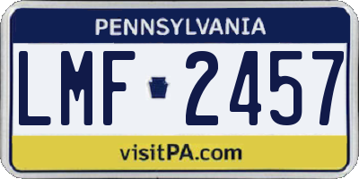 PA license plate LMF2457