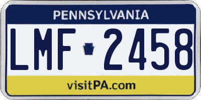 PA license plate LMF2458