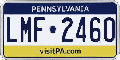 PA license plate LMF2460
