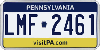 PA license plate LMF2461