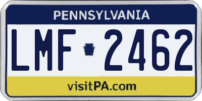 PA license plate LMF2462