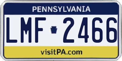 PA license plate LMF2466