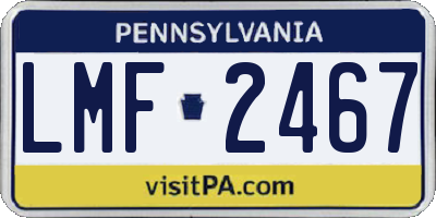 PA license plate LMF2467