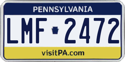 PA license plate LMF2472