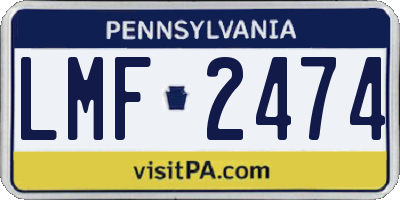 PA license plate LMF2474