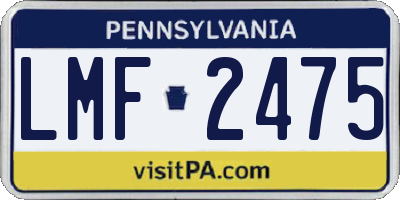 PA license plate LMF2475
