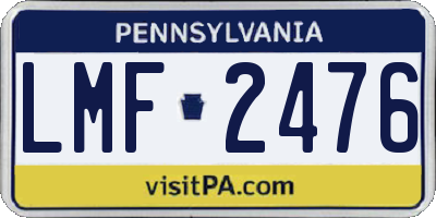 PA license plate LMF2476