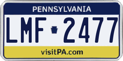 PA license plate LMF2477