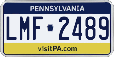 PA license plate LMF2489