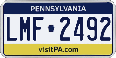 PA license plate LMF2492
