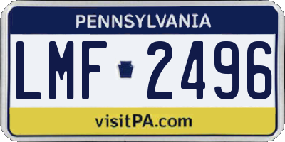 PA license plate LMF2496