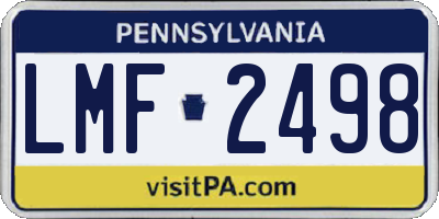 PA license plate LMF2498
