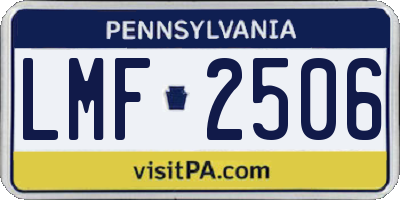 PA license plate LMF2506
