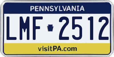 PA license plate LMF2512