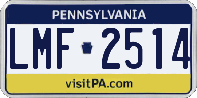 PA license plate LMF2514