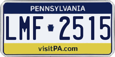 PA license plate LMF2515