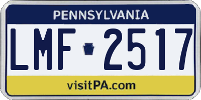 PA license plate LMF2517