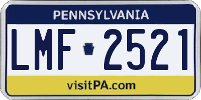 PA license plate LMF2521