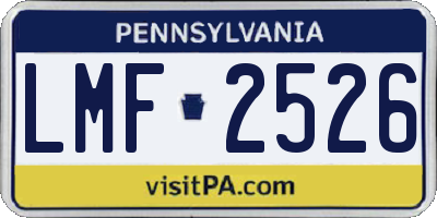 PA license plate LMF2526