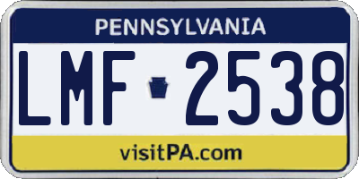 PA license plate LMF2538