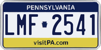 PA license plate LMF2541