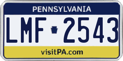 PA license plate LMF2543