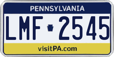 PA license plate LMF2545