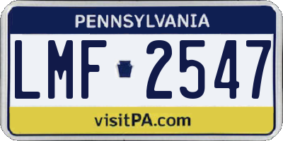 PA license plate LMF2547