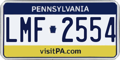 PA license plate LMF2554