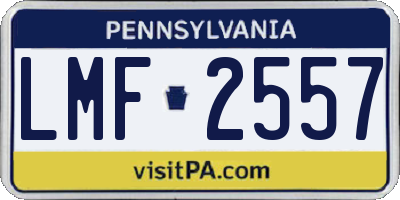 PA license plate LMF2557