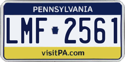PA license plate LMF2561