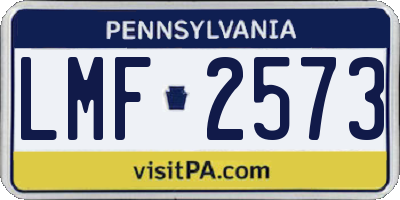PA license plate LMF2573