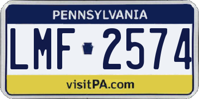 PA license plate LMF2574