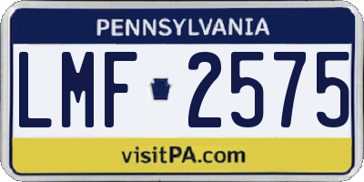 PA license plate LMF2575