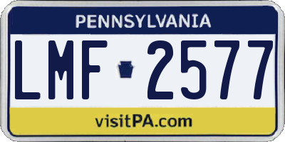 PA license plate LMF2577