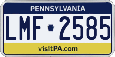 PA license plate LMF2585