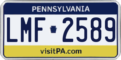 PA license plate LMF2589