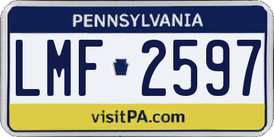 PA license plate LMF2597