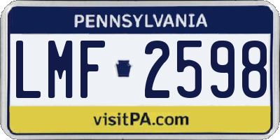 PA license plate LMF2598