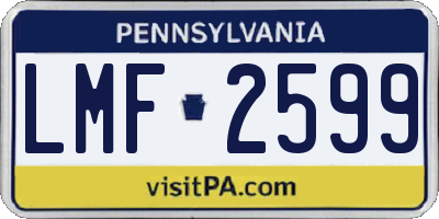 PA license plate LMF2599